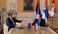 25 February 2021 National Assembly Speaker Ivica Dacic and the Head of the EU Delegation to Serbia Ambassador Sem Fabrizi